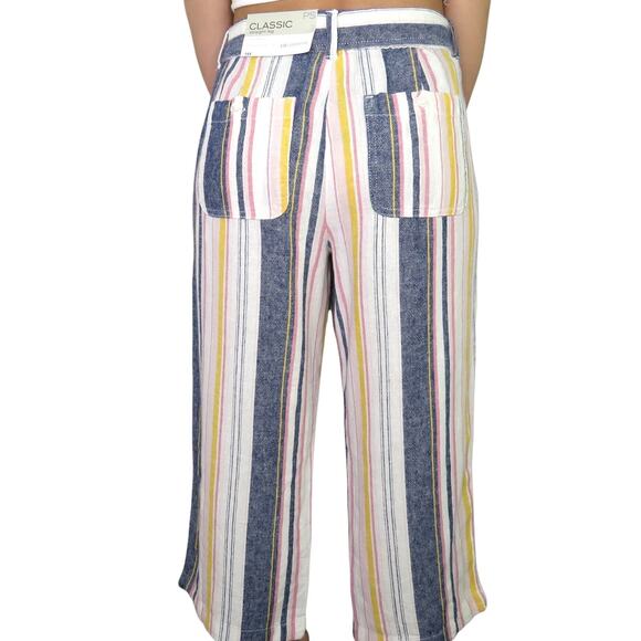 90s Vintage Liz Claiborne Pastel Rainbow Striped Pants Straight Leg Small - Picture 1 of 6
